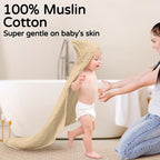 Yoofoss Hooded Baby Towels for Newborn 2 Pack 100% Muslin Organic Cotton Baby - Image 2