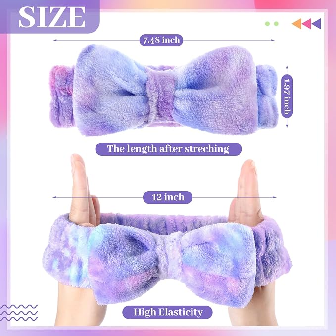 Riceshoot 24 Pieces Spa Headband Skincare Microfiber Tie Dye Headband Elastic - Image 2