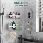 Veken Adhesive Shower Caddy 5-Pack, Heavy Weight Bearing, Large Wall Mounted - Image 4