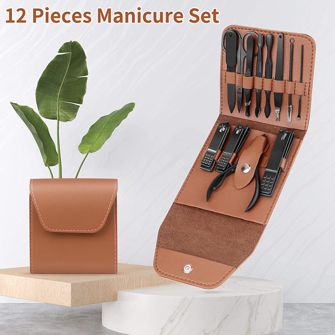 Teamkio 12pcs Manicure Set Pedicure Nail Clippers Set Travel Hygiene Kit - Image 3