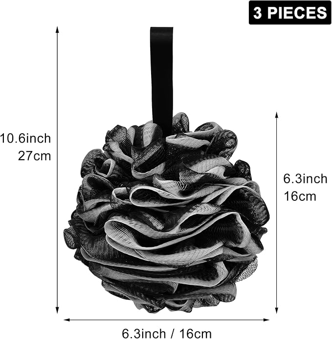Loofah Charcoal Bath Shower Sponge Body Scrubber, 75g XL Exfoliate Mesh Pouf - Image 2