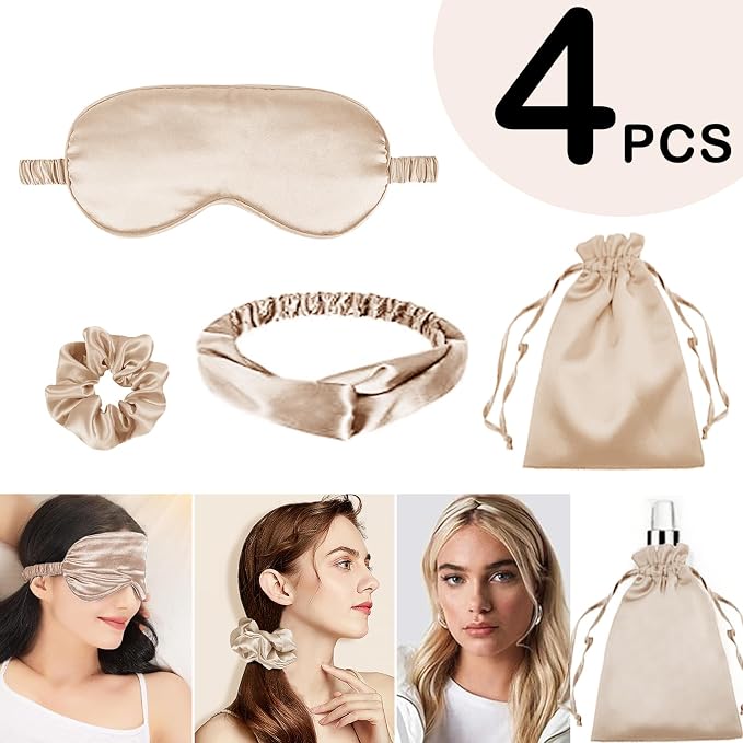 4Pcs Silk Sleep Masks Satin Eye Mask Silky Eyes Cover Blindfold Eyeshade - Image 2