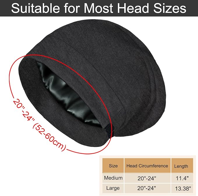 Satin Bonnet for Sleeping Night Cap, Adjustable Satin Lined Silk Bonnets Sleep - Image 2