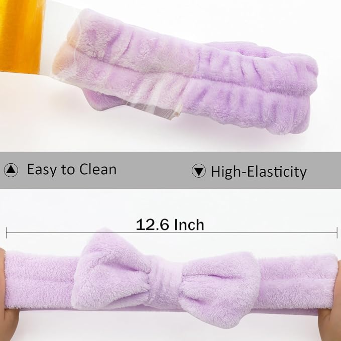 Ondder Spa Headband for Washing Face 8 Pack Purple Skincare Headbands for Women - Image 5