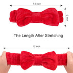 Casoty 6 Pcs Red Spa Headbands, Skin Care Headband, Soft Coral Fleece Makeup - Image 6