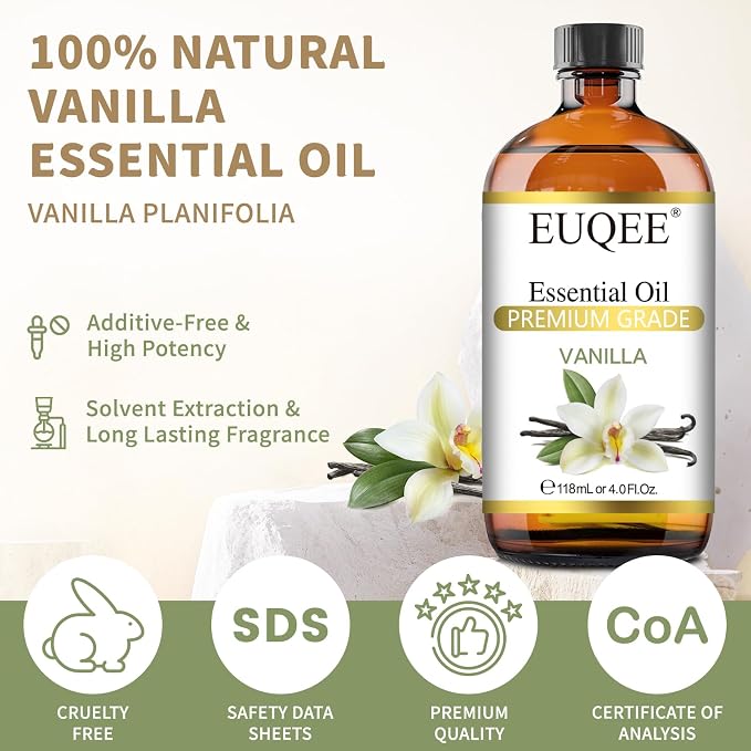 EUQEE Vanilla Essential Oil 118 ml Premium Vanilla Oil - Image 2