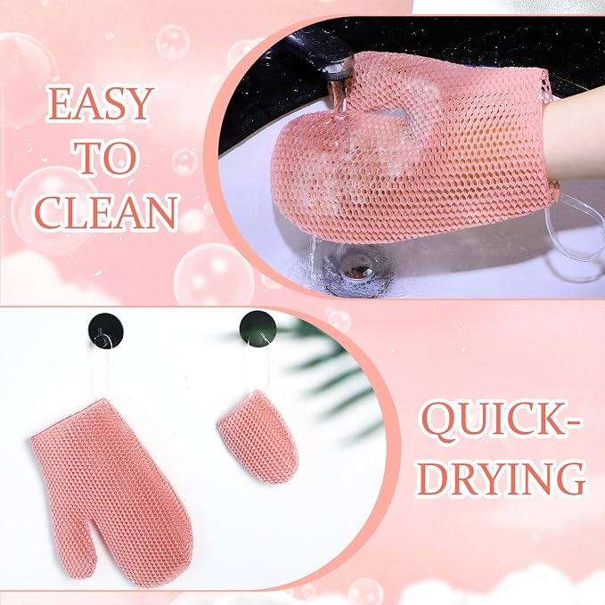 Karenhi 2 Pcs Honeycomb Exfoliating Glove Set Exfoliating Bath Mitt Honeycomb - Image 4