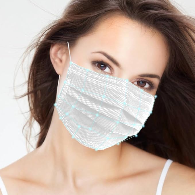 100Pcs White Disposable Face Mask, 3 Ply Masks - Image 4