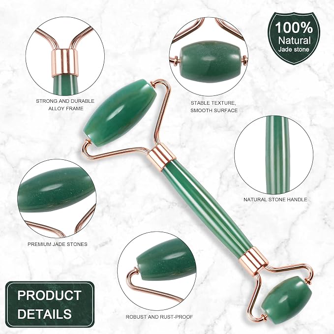 Jade Roller for Face, Facial Roller Massager Skin Care Tool, Gua Sha Facial - Image 2