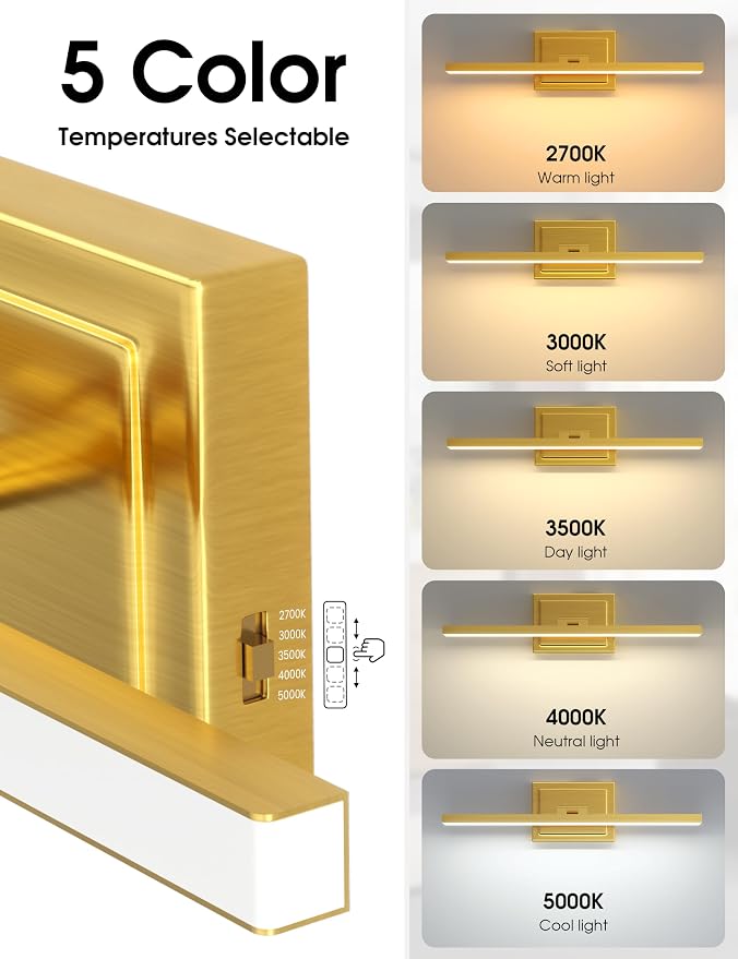 VOLISUN Bathroom Vanity Light 24 inch, 14W Dimmable 5CCT Led Bathroom Light - Image 3