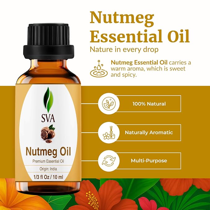SVA Nutmeg Essential Oil – 1/3 Fl Oz – 100% Natural Nutmeg Oil - Image 2