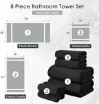 8 Piece Bath Towel Set Black|2 Oversized Large Bath Sheet, 2 Hand Towels - Image 5
