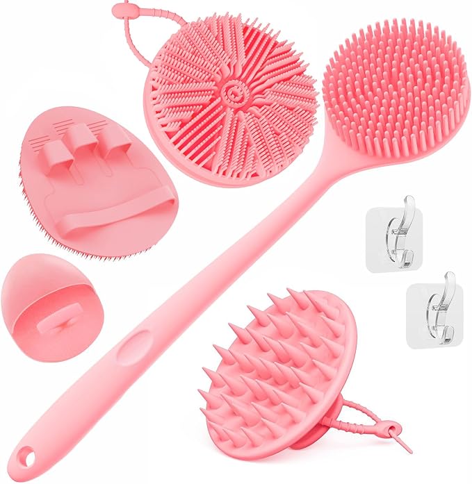 Manmihealth Silicone Back Scrubber & Soft Bath Glove, Silicone Scalp Massager by ManmiHealth