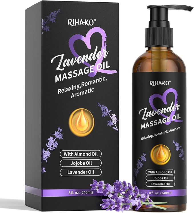 Lavender Sensual Massage Oil for Couples–Relaxing Body Massage Oil for Date by RIHAKO