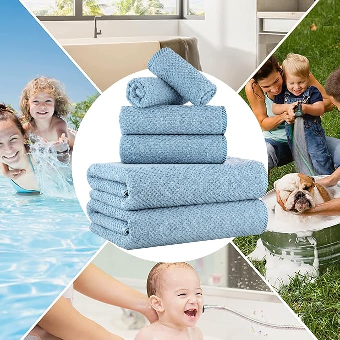 CASA COPENHAGEN Popcorn 6Pcs 100% Egyptian Cotton Large Designer Towels Gift - Image 4