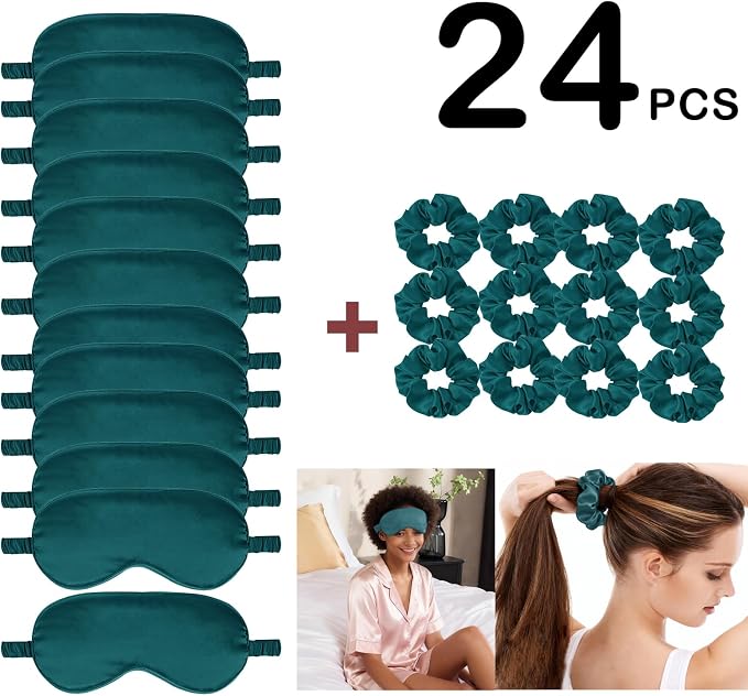 24Pcs Satin Eye Mask Silk Sleep Masks Silky Eyes Cover Blackout Blindfold - Image 2
