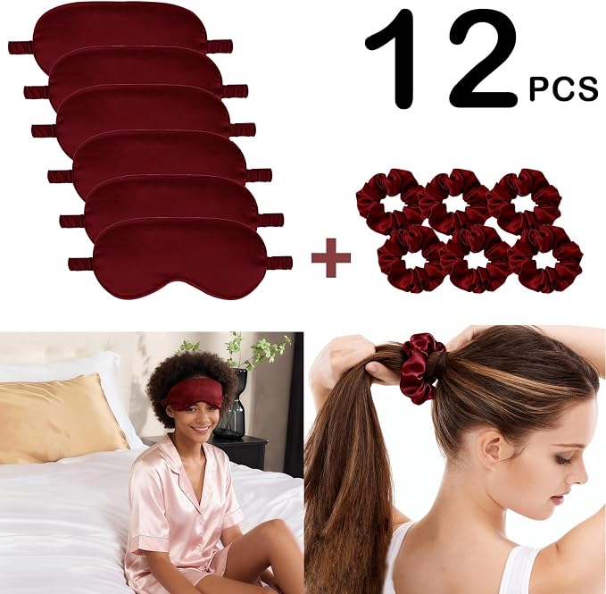 12Pcs Silk Sleep Masks Satin Eye Mask Silky Eyes Cover Blindfold Eyeshade Hair - Image 4