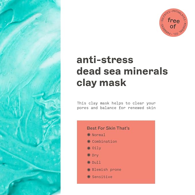 Freeman Anti-Stress Clay Mask, Dead Sea Mineral Face Mask, Lavender & Sea Salt - Image 2