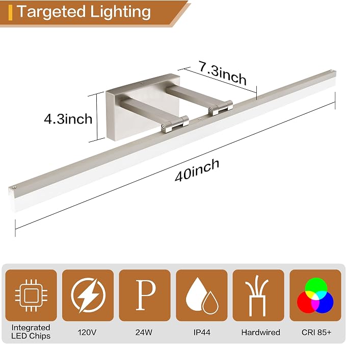 SOLFART Bathroom Lights Over Mirror: 32 Inch Bathroom Vanity Light- Brushed - Image 4