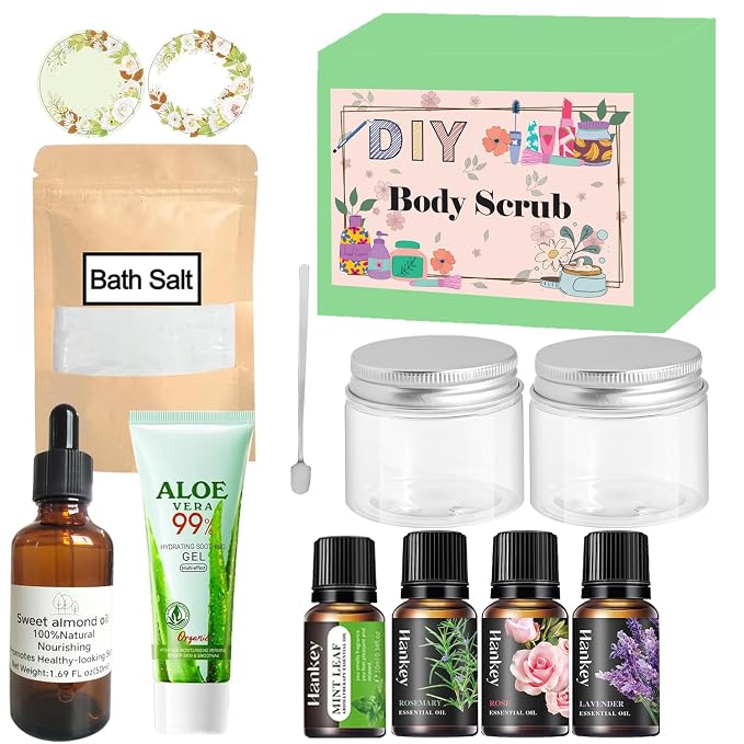 Body Scrub Making Kit- Make Your Own Salt Body Scrub set by DINGTU