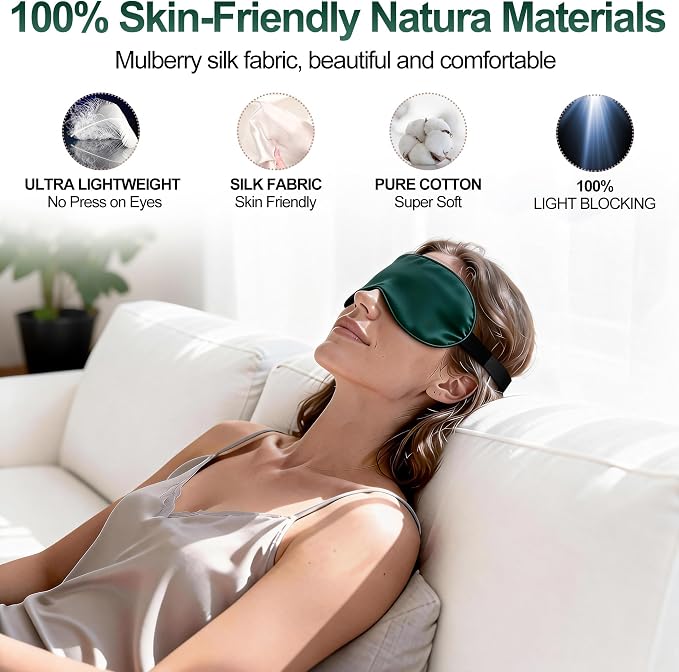Silk Sleep Mask for Sleeping, Lightweight & Comfortable Blindfold for Women & - Image 2