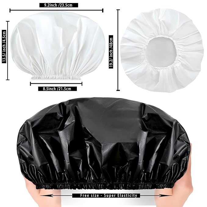 Super Jumbo Shower Cap 2 PCS Waterproof Shower Caps - Image 4