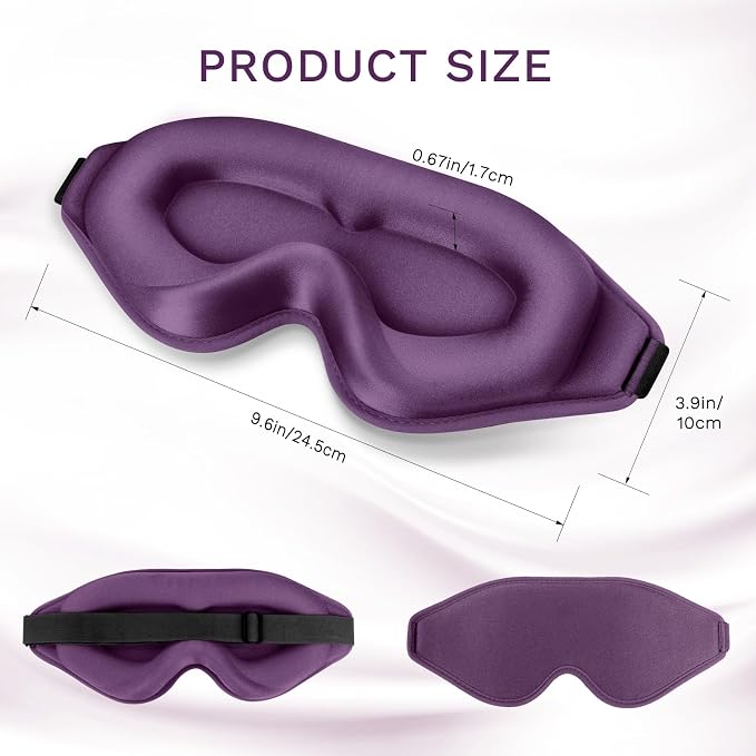 FlyCoco 99% Fully Block Out Light Eye Sleep Mask, 3D Deep Contoured Eyes Cover - Image 2