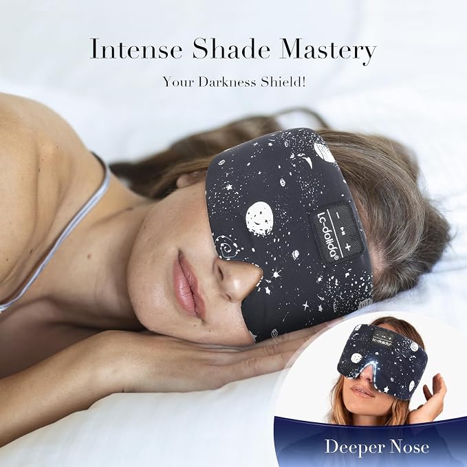 LC-dolida Sleep Mask with Bluetooth Headphones, Extra Large Silk Eye Mask - Image 2