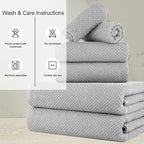 CASA COPENHAGEN Popcorn 6Pcs 100% Egyptian Cotton Large Designer Towels Gift - Image 4