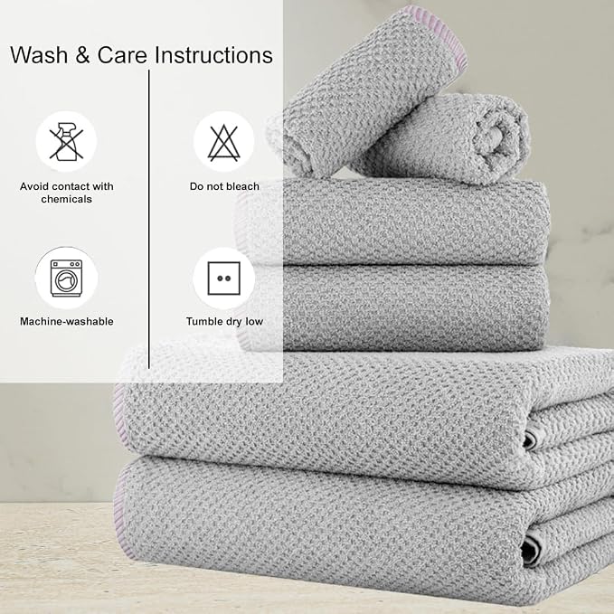 CASA COPENHAGEN Popcorn 6Pcs 100% Egyptian Cotton Large Designer Towels Gift - Image 4