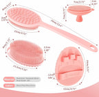 Silicone Back/Body/Face Scrubber & Soft Bath Glove Set 4PCS, Gentle Exfoliating - Image 2