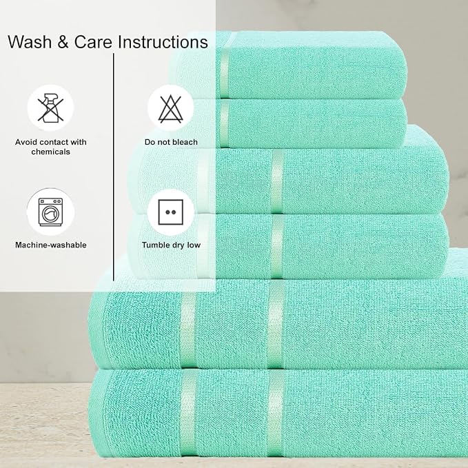 CASA COPENHAGEN Eternal 6Pcs 100% Egyptian Cotton Large Designer Towels Gift - Image 3