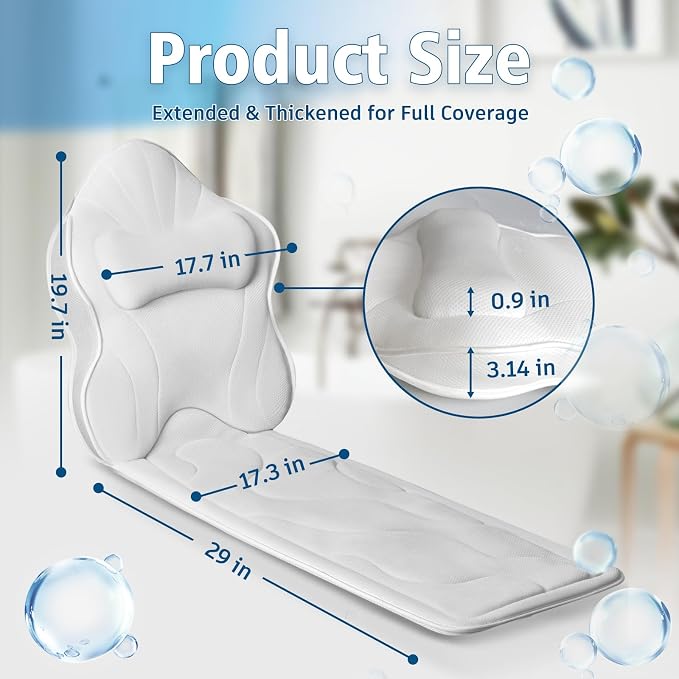 Poemland Luxury Thick Full Body Bath Pillows Mat & Cushion - Image 5
