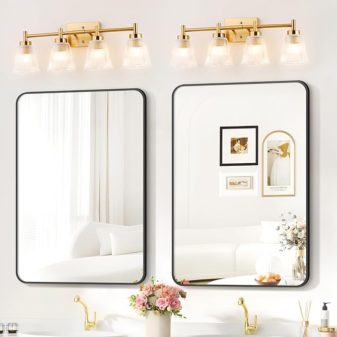 OCIOC 4-Light Bathroom Vanity Light, Burshed Gold Bathroom Light - Image 7