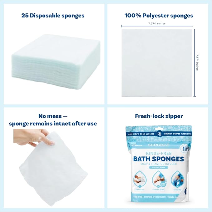 Scrubzz Disposable Rinse Free Bathing Wipes - Image 2