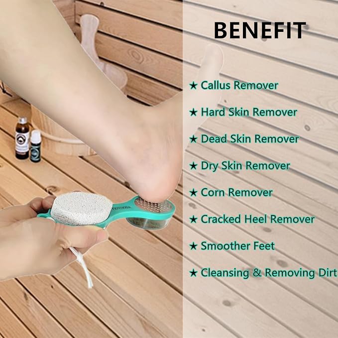 Foot File Callus Remover 5-in-1, Scrubber Brush, Stainless Steel Foot Rasp and - Image 4
