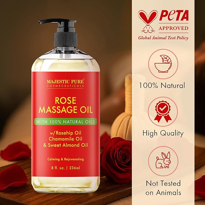 MAJESTIC PURE Rose Massage Oil for Massage Therapy - Image 6