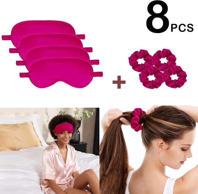 Satin Eye Mask 8Pcs Silk Sleep Masks Silky Blindfold Eyeshade Blackout Eyes - Image 2