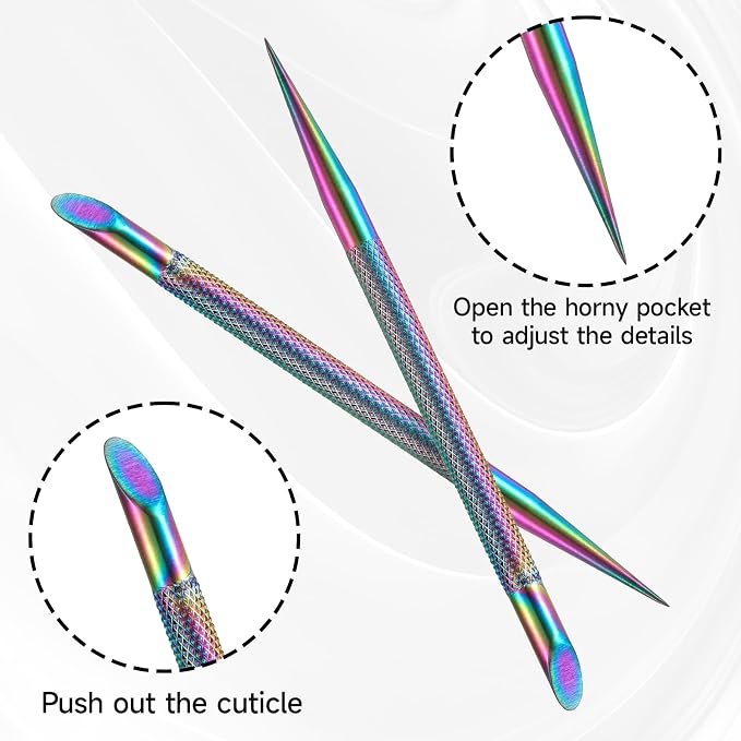 2Pcs Stainless Steel Cuticle Pusher Portable Nail Cleaner Remover Dead Skin - Image 4
