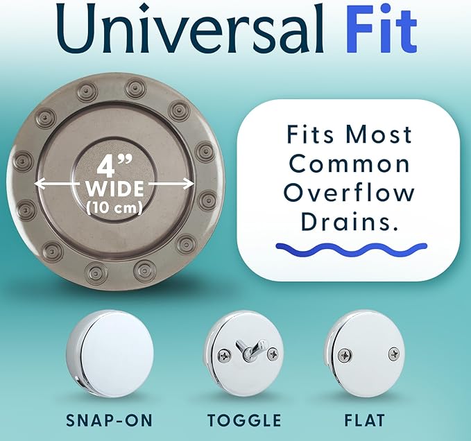 SlipX Solutions Bottomless Bath, Essential Overflow Drain Cover - Image 4