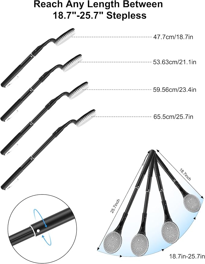 Back Scrubber Anti Slip for Shower, 25.7” Telescopic Back Bath Brush for Shower - Image 2