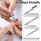 6 Pcs Dual-Sided Cuticle Pusher Set, Stainless Steel Cuticle Pusher Tool - Image 6