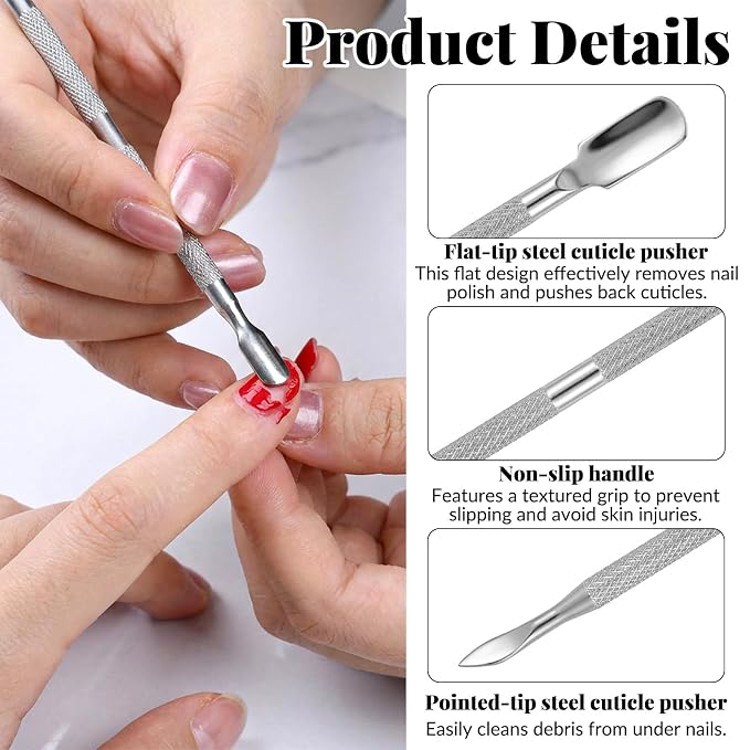 6 Pcs Dual-Sided Cuticle Pusher Set, Stainless Steel Cuticle Pusher Tool - Image 6