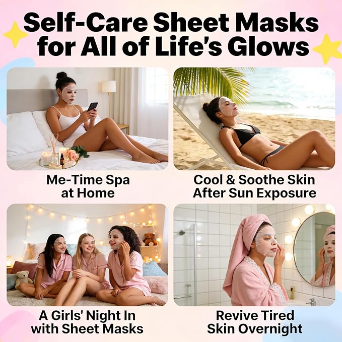 Collagen Face Masks Skincare Bulk, Hydrating Spa Face Mask Beauty - Image 3