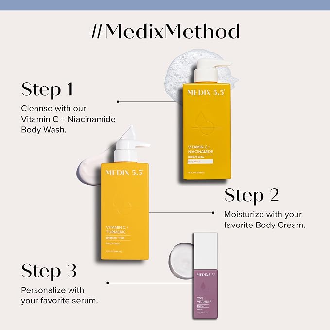 MEDIX Vitamin C Body Wash + Vitamin C Body Lotion & Face Moisturizer 2PC Skin - Image 2