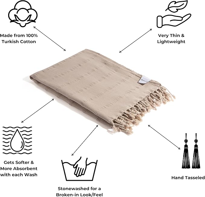 InfuseZen Stonewashed Turkish Bath & Beach Towel –100% Organic Turkish Cotton - Image 4