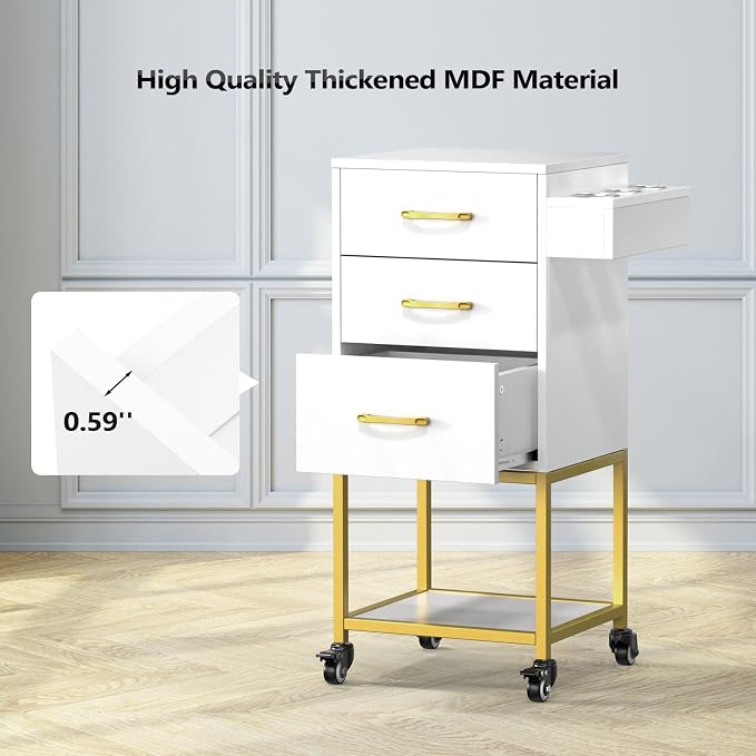 OmySalon Salon Storage Trolley Cart, Beauty Wooden Hair Cabinet - Image 6