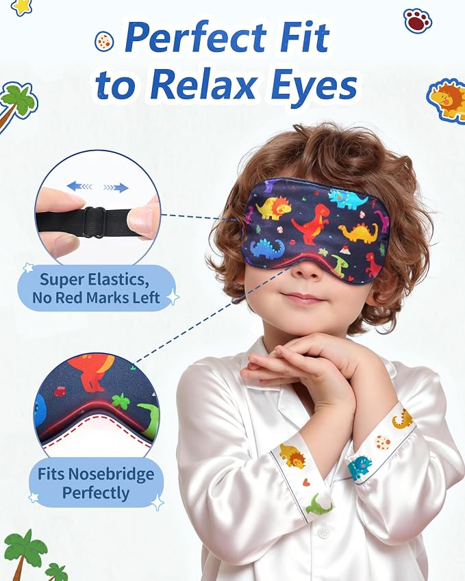 BeeVines Kids 100% Real Mulberry Silk Sleep Mask 2 Pack, Original Design Pure - Image 6