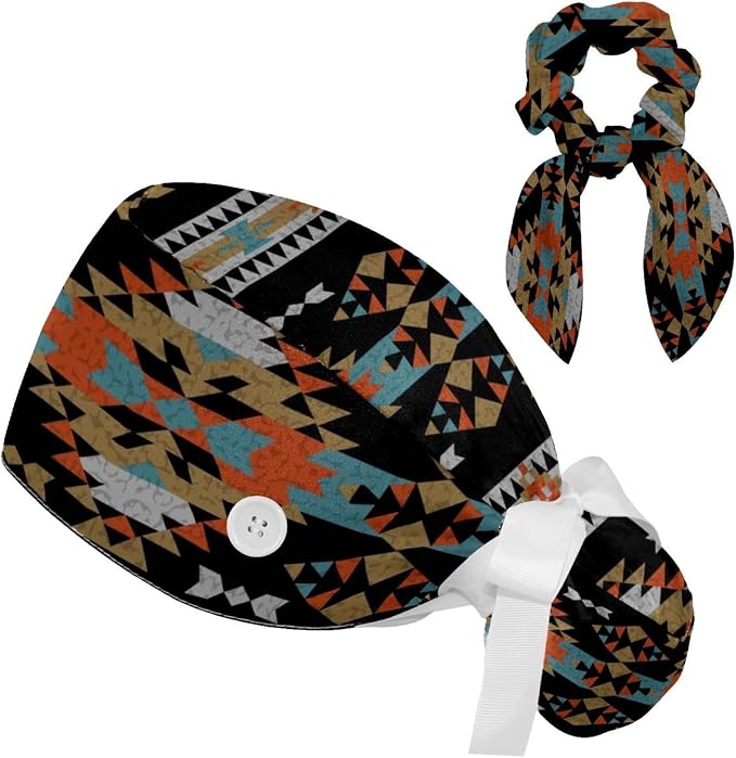 Ethnic Aztec Pattern Adjustable Scrub Cap Hat by otnrnondcl