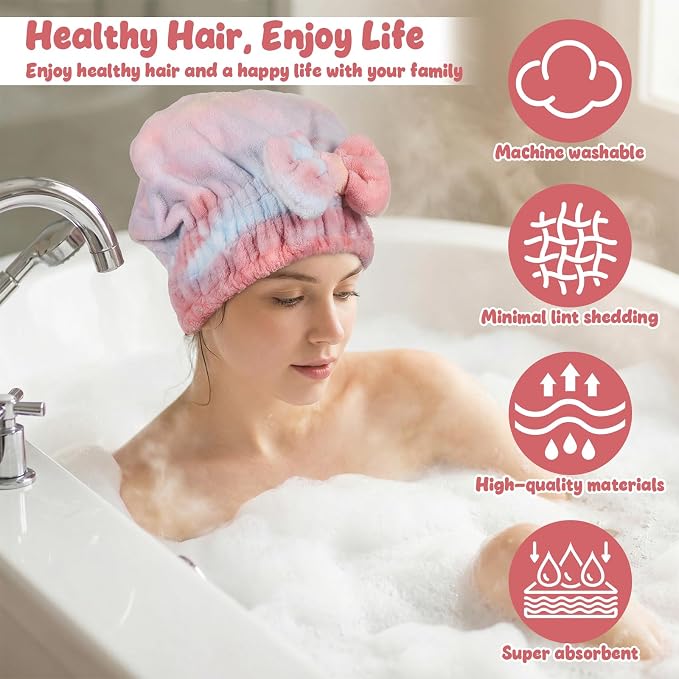 Xinjoduz Absorbent Hair Towel Wrap, Microfiber Hair Towel Wrap - Image 6